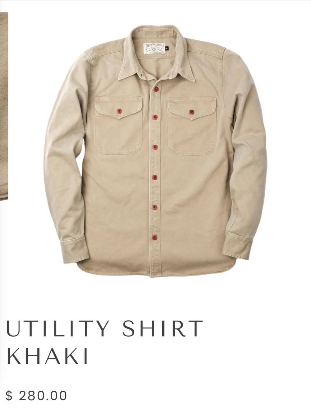 Freenote Cloth Khaki Utility Shirt